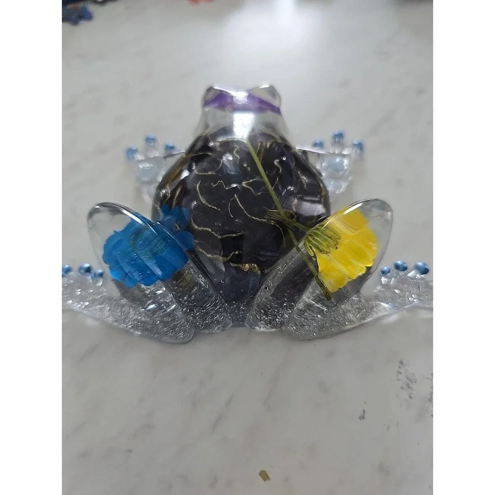 Resin Frog‎ Home Decor Figure Handmade 714 Purple